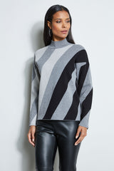 T-Tahari Mock Neck Stripe Sweater