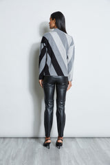 T-Tahari Mock Neck Stripe Sweater