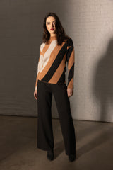 T-Tahari Mock Neck Stripe Sweater