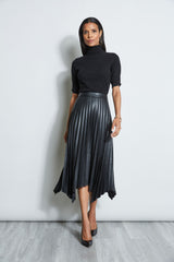 T-Tahari Vegan Leather Pleated Skirt