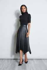 T-Tahari Vegan Leather Pleated Skirt