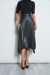 T-Tahari Vegan Leather Pleated Skirt
