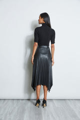 T-Tahari Vegan Leather Pleated Skirt