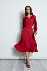 T-Tahari Airflow Smocked Midi Dress