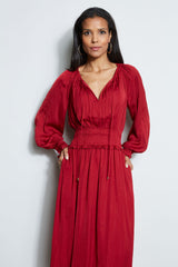 T-Tahari Airflow Smocked Midi Dress