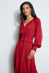 T-Tahari Airflow Smocked Midi Dress