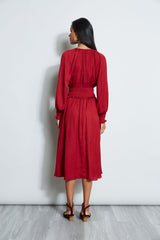 T-Tahari Airflow Smocked Midi Dress