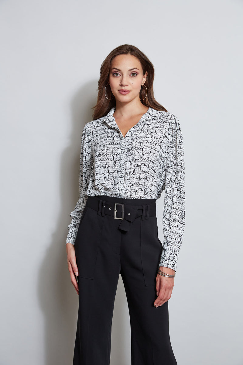 T-Tahari Scribble Button Down Shirt