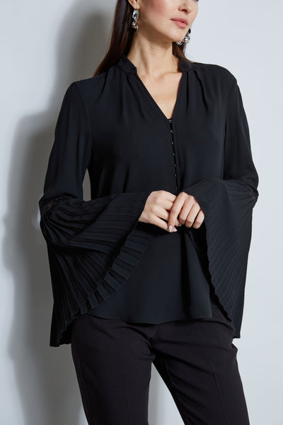 T-Tahari Pleated Lace Sleeve Shirt Image 6