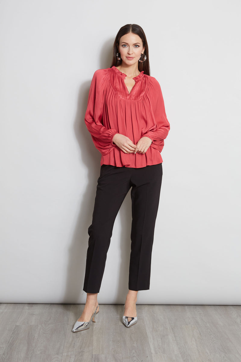 T-Tahari Pleated Blouson Shirt