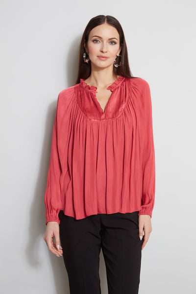 T-Tahari Pleated Blouson Shirt Image 1