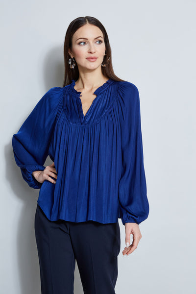 T-Tahari Pleated Blouson Shirt Image 4