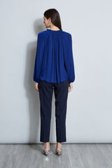 T-Tahari Pleated Blouson Shirt