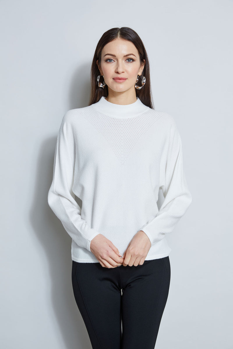 T-Tahari Perforated Mock Neck Sweater – Elie Tahari