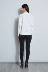 T-Tahari Perforated Mock Neck Sweater