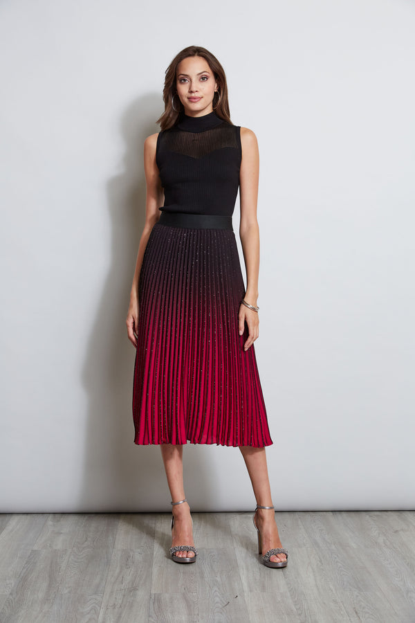 T-Tahari Pleated Metallic Ombre Skirt