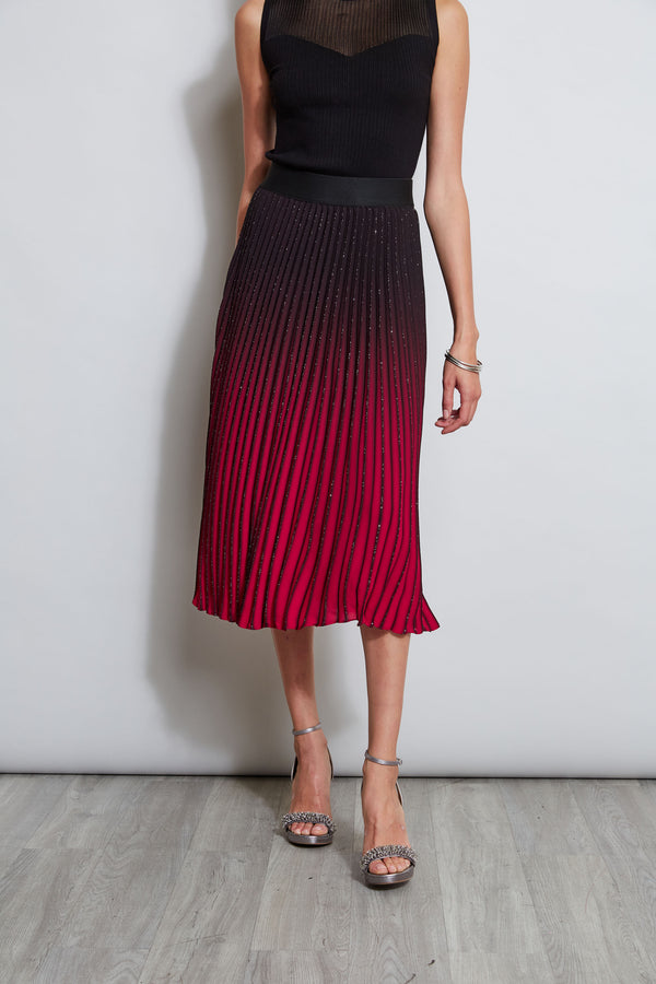 T-Tahari Pleated Metallic Ombre Skirt