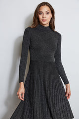 Tahari Metallic Kissed Knit Dress