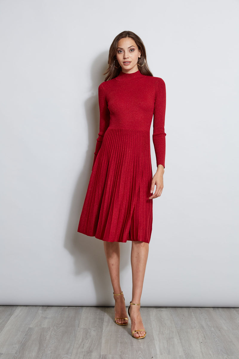 Tahari Metallic Kissed Knit Dress