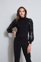 Tahari Sequin Sleeve Knit