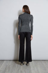 T-Tahari Metallic Puff Sleeve Sweater