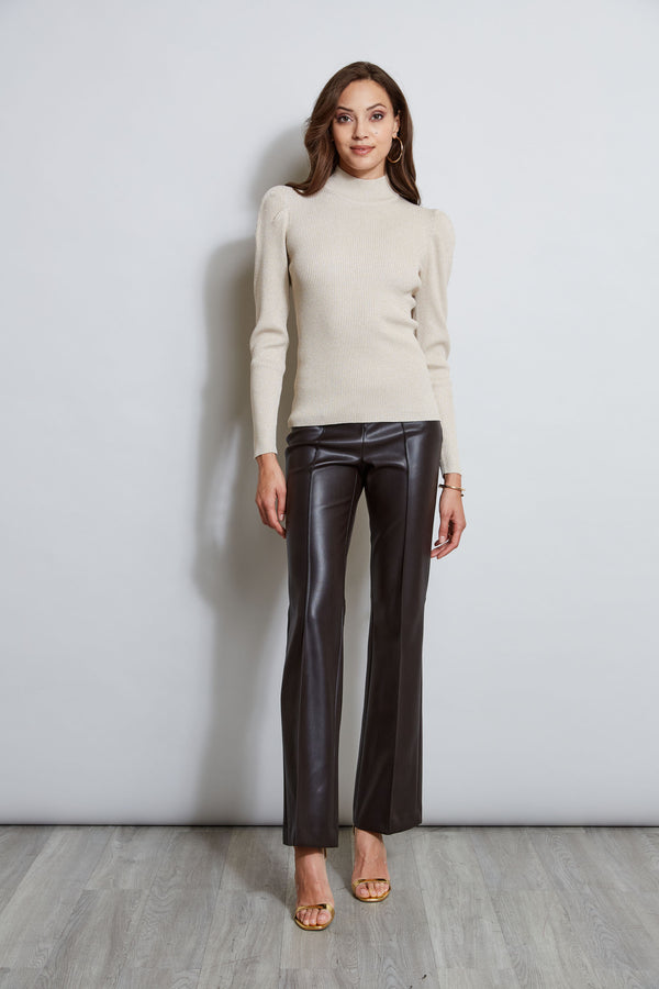 T-Tahari Metallic Puff Sleeve Sweater