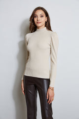 T-Tahari Metallic Puff Sleeve Sweater