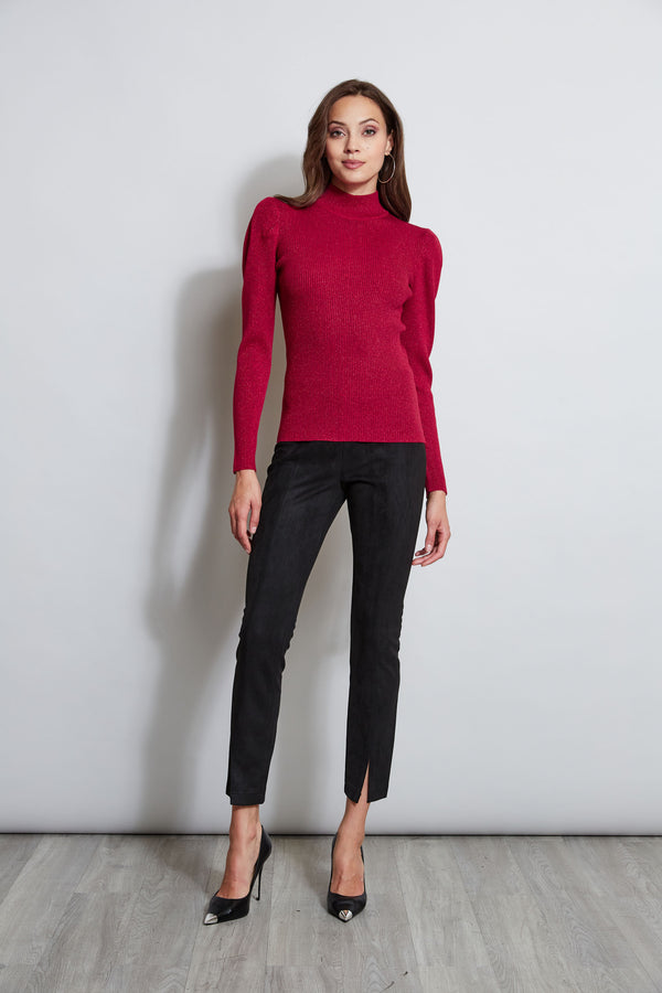 T-Tahari Metallic Puff Sleeve Sweater