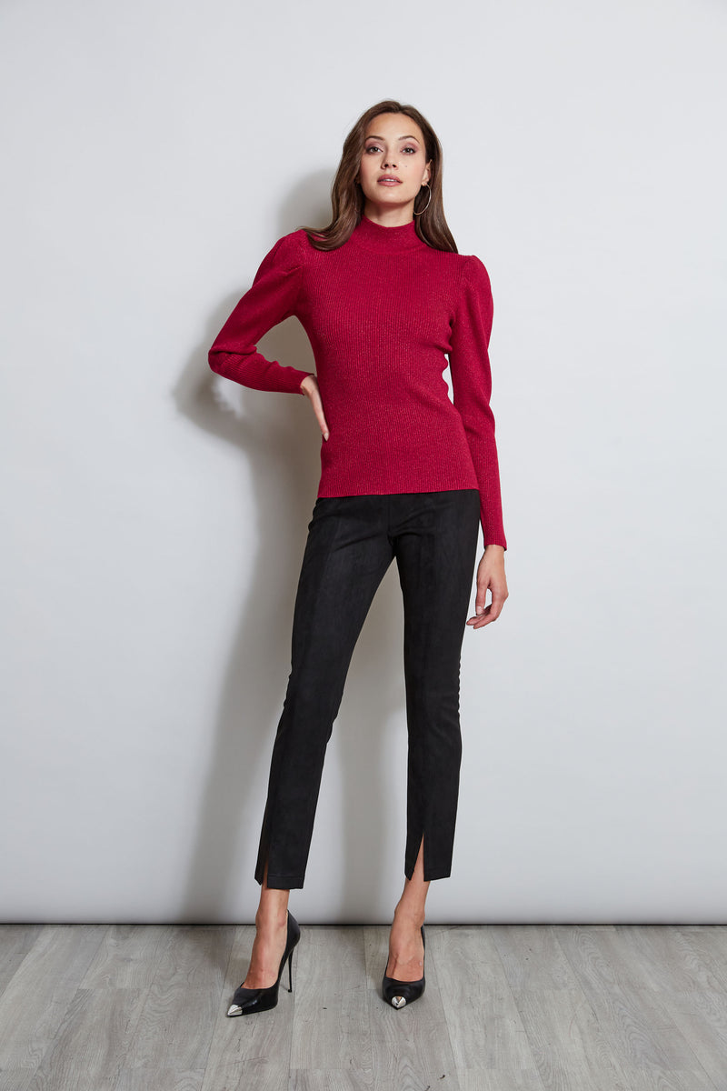 T-Tahari Metallic Puff Sleeve Sweater