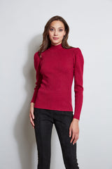 T-Tahari Metallic Puff Sleeve Sweater