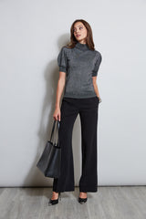 T-Tahari Metallic Short Sleeve Sweater