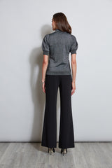 T-Tahari Metallic Short Sleeve Sweater