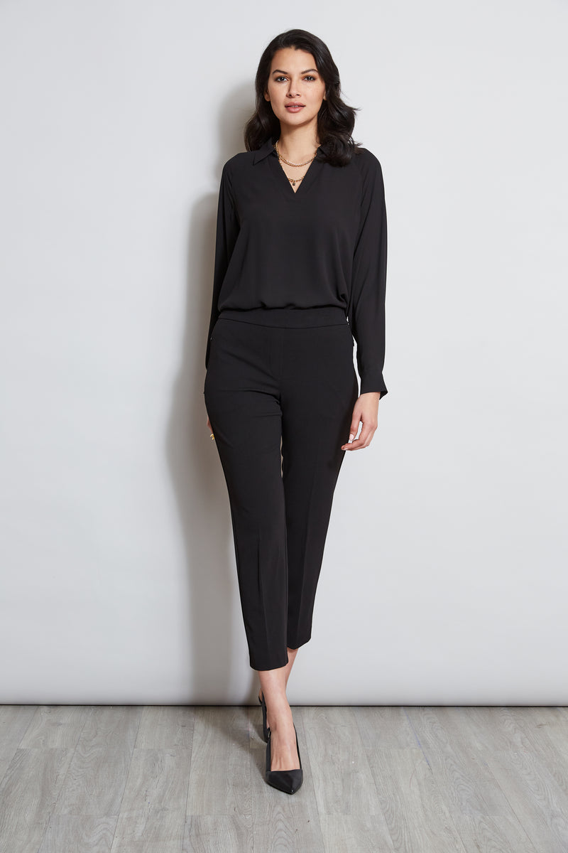 T-Tahari Split Neck Long Sleeve Shirt