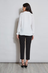 T-Tahari Split Neck Long Sleeve Shirt