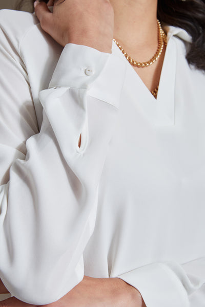 T-Tahari Split Neck Long Sleeve Shirt Image 4