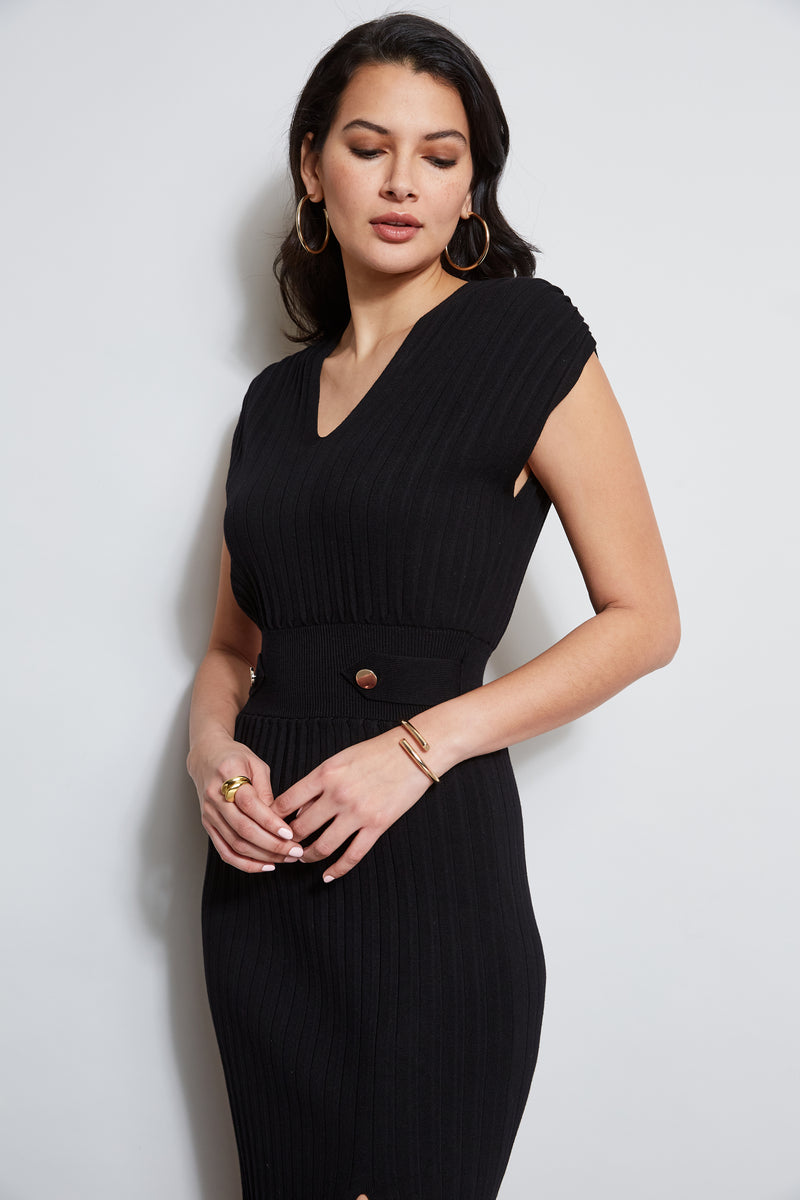 T-Tahari V-Neck Knit Dress