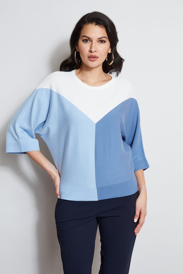 T-Tahari Short Sleeve Color Blocked Sweater