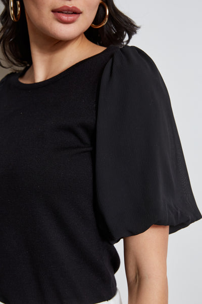T-Tahari Chiffon Puff Sleeve Knit