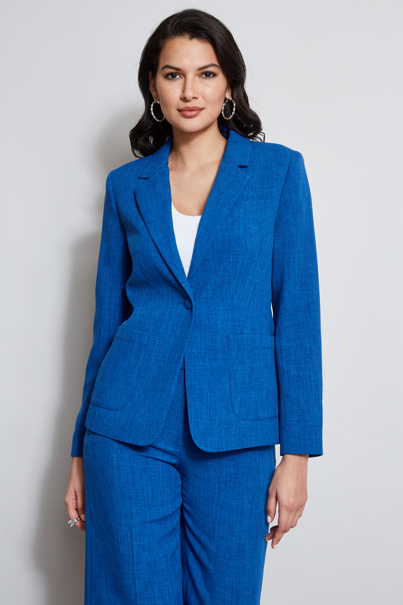 T-Tahari Linen Single Button Blazer