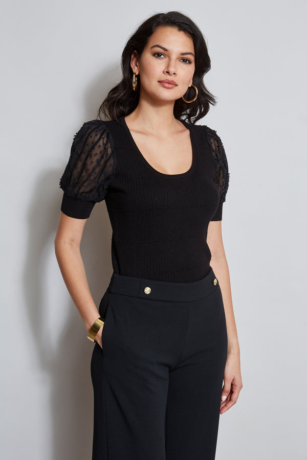 T-Tahari Textured Puff Sleeve Knit