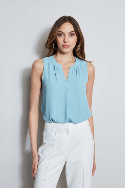 T-Tahari Sleeveless Split Neck Top Image 1