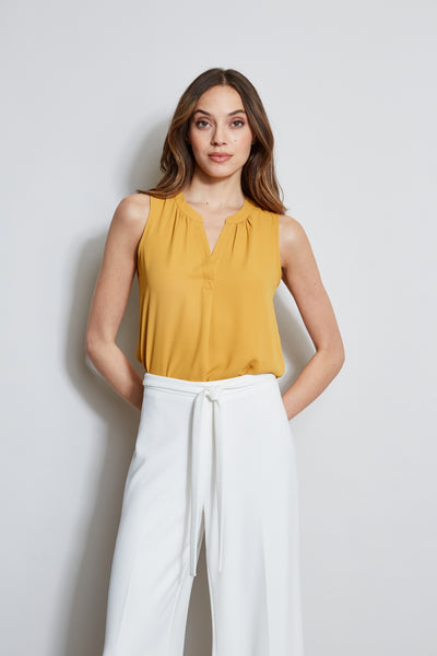 T-Tahari Sleeveless Split Neck Top Image 1
