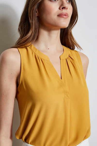 T-Tahari Sleeveless Split Neck Top Image 3