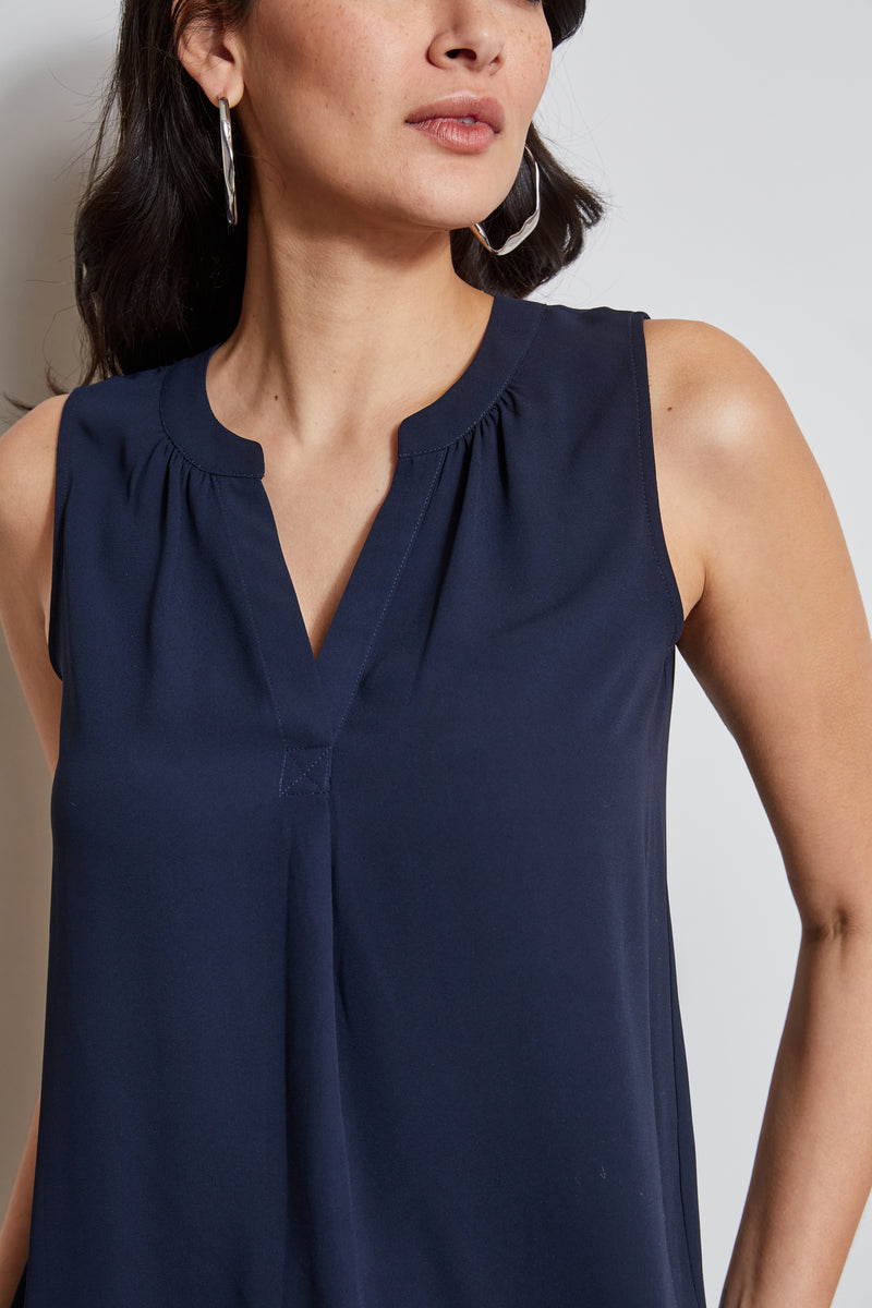 T-Tahari Sleeveless Split Neck Shirt