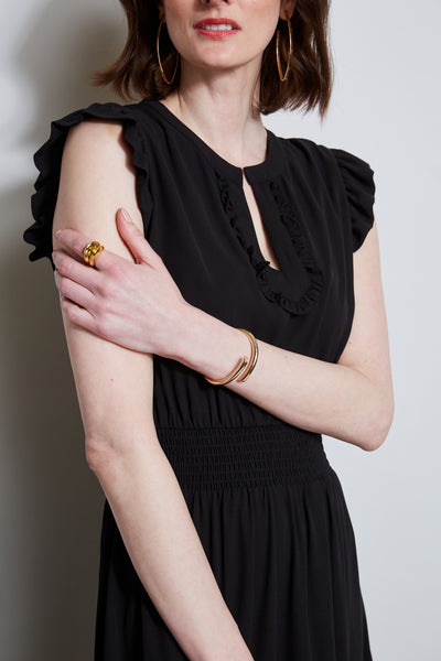 T-Tahari Split Neck Ruffle Midi Dress Image 4