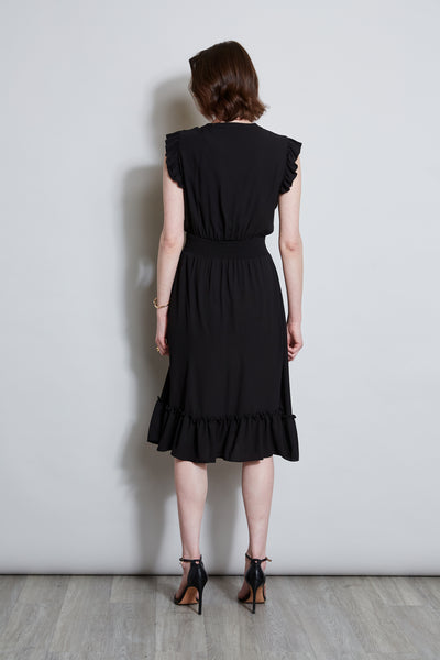 T-Tahari Split Neck Ruffle Midi Dress Image 5