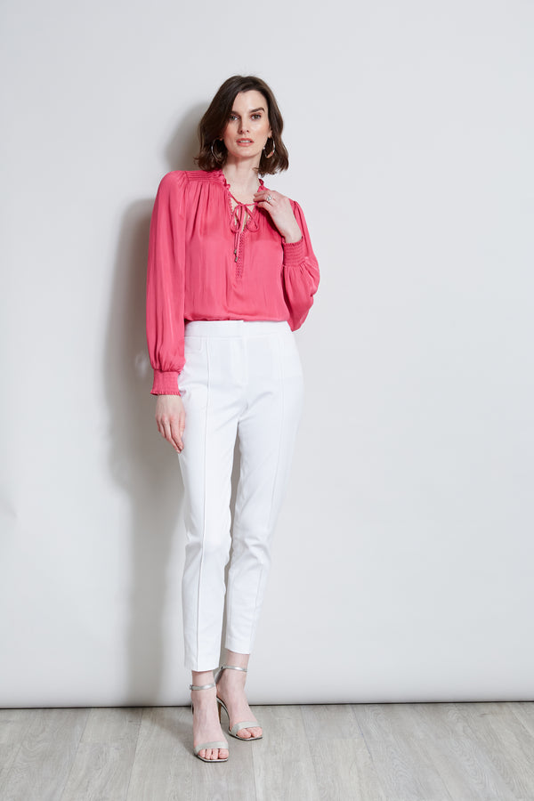 T-Tahari Embroidered Keyhole Shirt