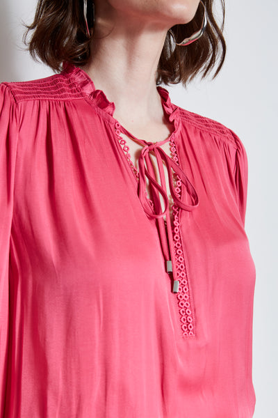 T-Tahari Embroidered Keyhole Shirt Image 4