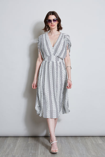 T-Tahari Dropped Tie Shoulder Dot Dress Image 1