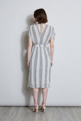 T-Tahari Dropped Tie Shoulder Dot Dress